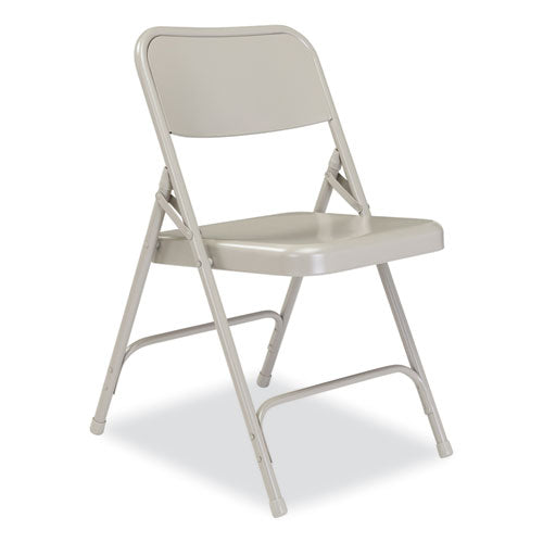 NPS 200 Series Premium All-steel Double Hinge Folding Chair Supports 500 Lb 17.25" Seat Ht Gray 4/ct Ships In 1-3 Bus Days