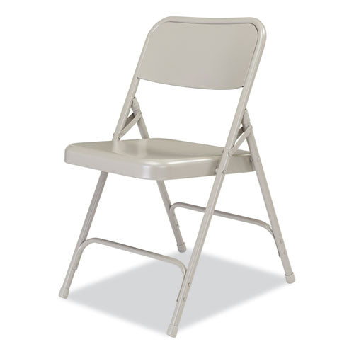 NPS 200 Series Premium All-steel Double Hinge Folding Chair Supports 500 Lb 17.25" Seat Ht Gray 4/ct Ships In 1-3 Bus Days