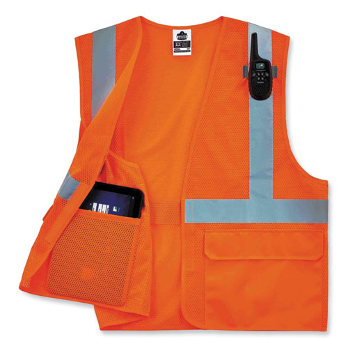 Ergodyne Glowear 8220hl Class 2 Standard Mesh Hook And Loop Vest Polyester 4x-large/5x-large Orange