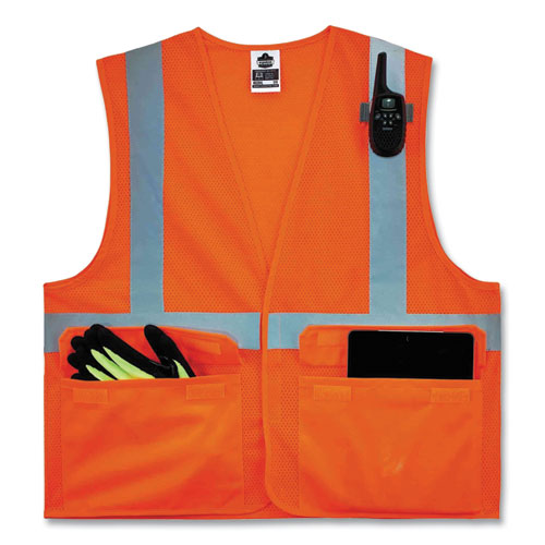 Ergodyne Glowear 8220hl Class 2 Standard Mesh Hook And Loop Vest Polyester 4x-large/5x-large Orange