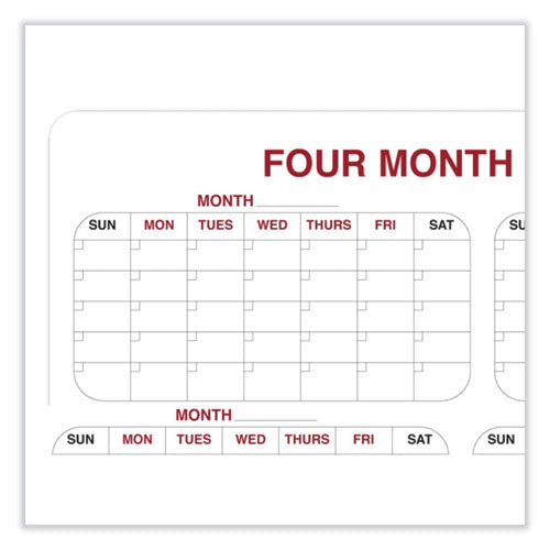 Ghent 4 Month Whiteboard Calendar With Radius Corners 36x24 White/red/black Surface