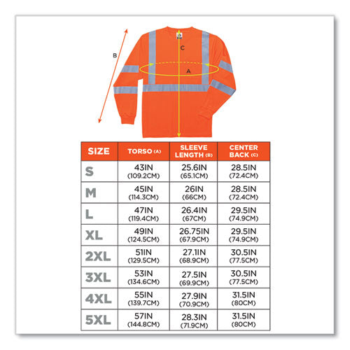 Ergodyne Glowear 8391 Class 3 Hi-vis Long Sleeve Shirt Polyester Orange Small