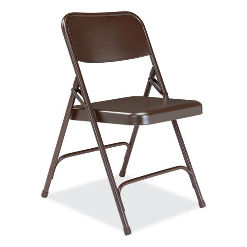 NPS 200 Series Premium All-steel Double Hinge Folding Chair Supports 500 Lb 17.25" Seat Ht Brown 4/ct Ships In 1-3 Bus Days