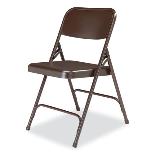 NPS 200 Series Premium All-steel Double Hinge Folding Chair Supports 500 Lb 17.25" Seat Ht Brown 4/ct Ships In 1-3 Bus Days