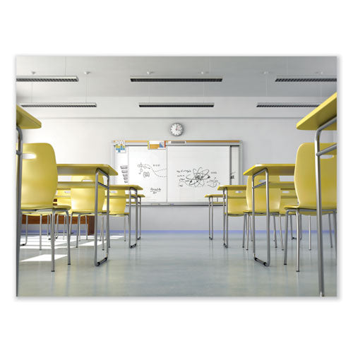 Ghent Horizontal Sliding Porcelain Magnetic Whiteboard 144x48 White Surface Satin Aluminum Frame