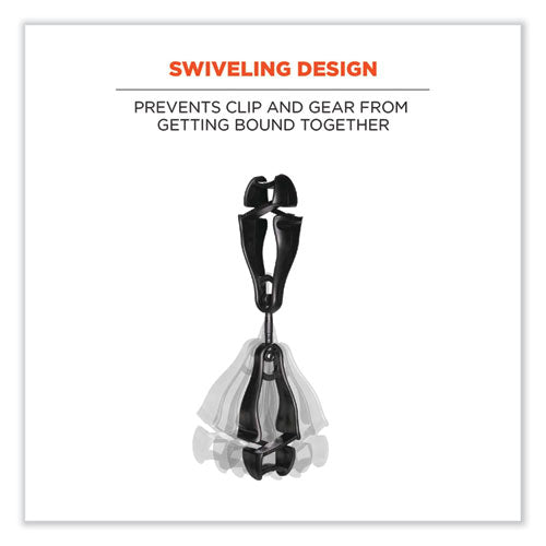 Ergodyne Squids 3420 Dual Clip Swivel Glove Clip Holder 1x0.6x5.5 Acetal Copolymer Black 100/pack