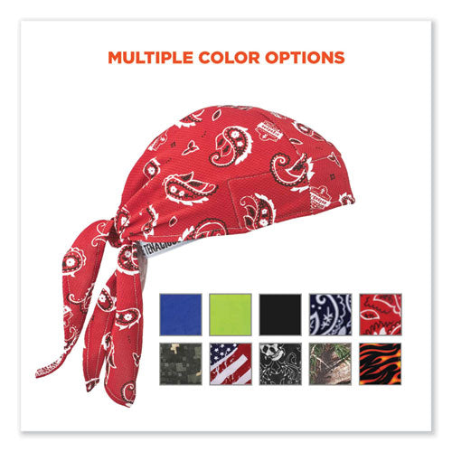 Ergodyne Chill-its 6615 High-performance Bandana Doo Rag W/terry Cloth Sweatband One Size Red Western