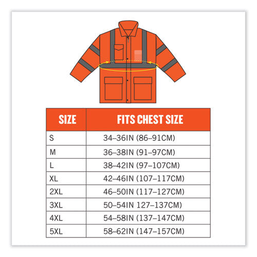 Ergodyne Glowear 8366 Class 3 Lightweight Hi-vis Rain Jacket Polyester 5x-large Orange