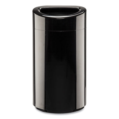 Safco Open Top Oval Waste Receptacle 14 Gal Steel Black