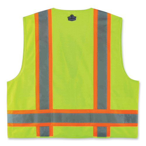 Ergodyne Glowear 8248z Class 2 Two-tone Surveyors Zipper Vest Polyester 4x-large/5x-large Lime