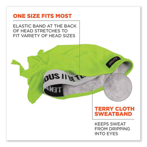 Ergodyne Chill-its 6615 High-perform Bandana Doo Rag With Terry Cloth Sweatband One Size Fits Most Lime