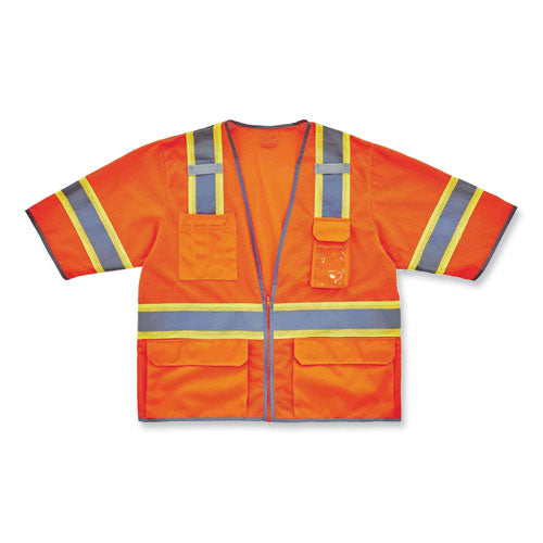 Ergodyne Glowear 8346z Class 3 Two-tone Hi-vis Surveyor Zipper Vest Small/medium Orange