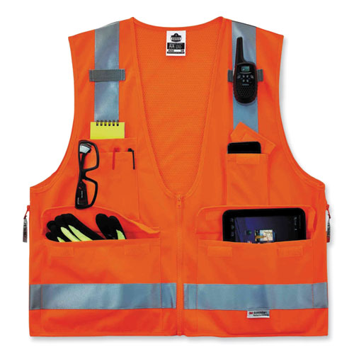 Ergodyne Glowear 8250z Class 2 Surveyors Zipper Vest Polyester 2x-large/3x-large Orange