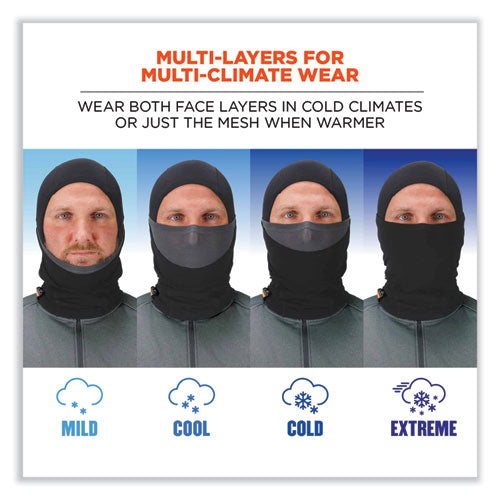 Ergodyne N-ferno 6844 Dual-layer Balaclava Face Mask Nylon; Spandex One Size Fits Most Black