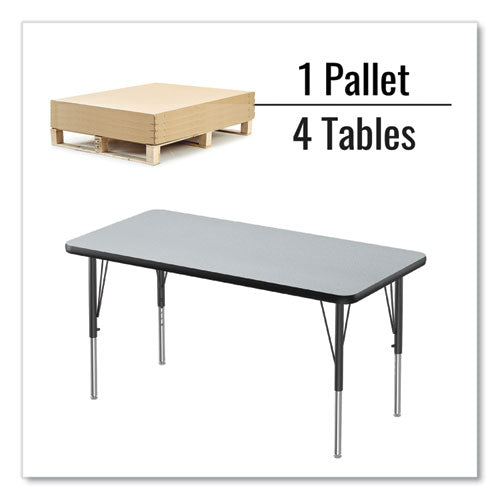 Correll Adjustable Activity Table Rectangular 48"x24"x19" To 29" Granite Top Black Legs 4/pallet