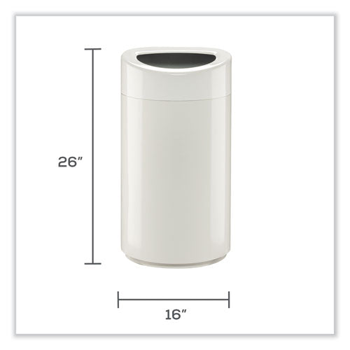 Safco Open Top Oval Waste Receptacle 14 Gal Steel White