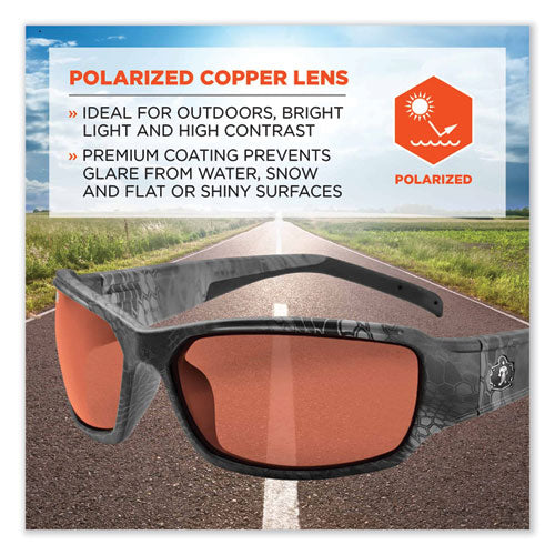 Ergodyne Skullerz Thor Safety Glasses Kryptek Tyhpon Nylon Impact Frame Polarized Copper Polycarb Lens