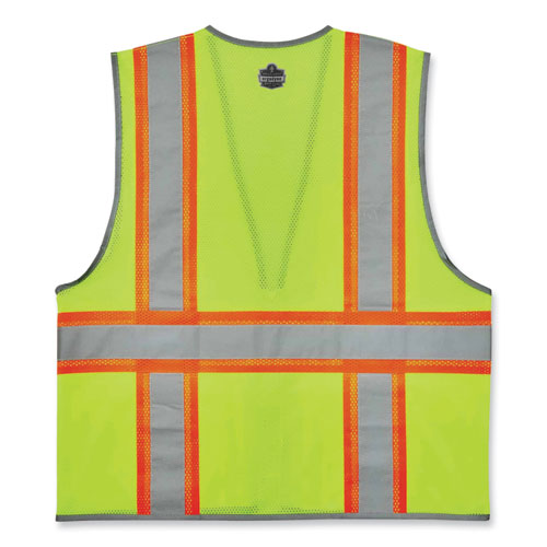 Ergodyne Glowear 8246z Class 2 Two-tone Mesh Reflective Binding Zipper Vest Polyester Small/medium Lime