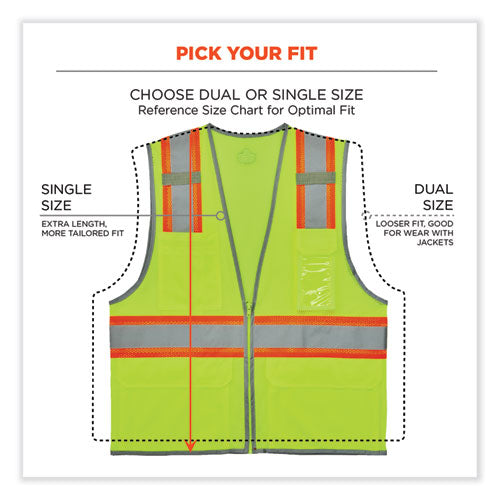 Ergodyne Glowear 8246z Class 2 Two-tone Mesh Reflective Binding Zipper Vest Polyester Small/medium Lime