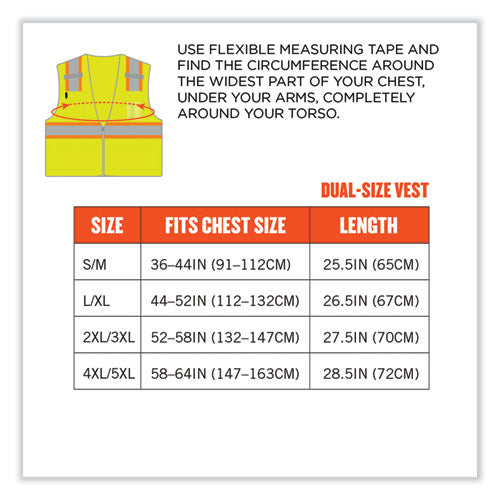 Ergodyne Glowear 8246z Class 2 Two-tone Mesh Reflective Binding Zipper Vest Polyester Small/medium Lime