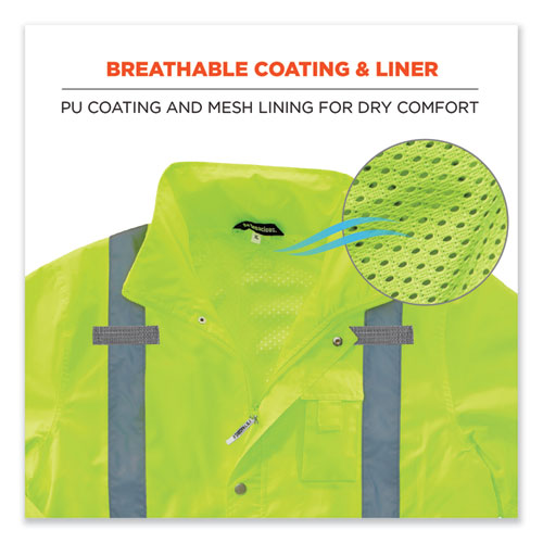 Ergodyne Glowear 8365 Class 3 Hi-vis Rain Jacket Polyester Small Lime