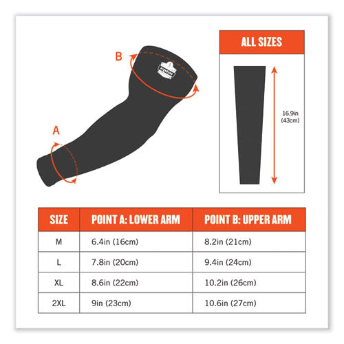 Ergodyne Chill-its 6690 Performance Knit Cooling Arm Sleeve Polyester/spandex Large Black 2 Sleeves