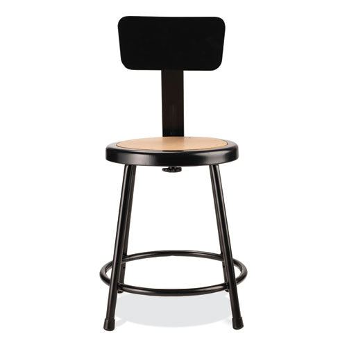 NPS 6200 Series 18" Heavy Duty Stool W/backrest Supports 500 Lb 33" Seat Ht Brown Seat Black Back/base Ships In 1-3 Bus Days