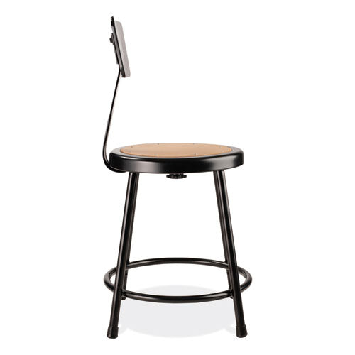 NPS 6200 Series 18" Heavy Duty Stool W/backrest Supports 500 Lb 33" Seat Ht Brown Seat Black Back/base Ships In 1-3 Bus Days