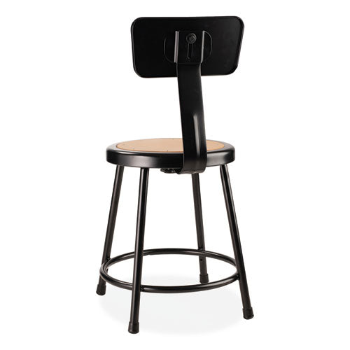 NPS 6200 Series 18" Heavy Duty Stool W/backrest Supports 500 Lb 33" Seat Ht Brown Seat Black Back/base Ships In 1-3 Bus Days