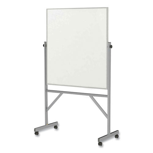 Ghent Reversible Magnetic Porcelain Whiteboard With Satin Aluminum Frame And Stand 36x48 White Surface Ships In 7-10 Bus Days