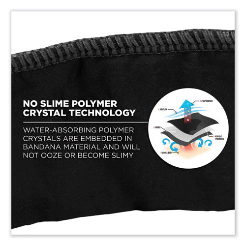 Ergodyne Chill-its 6702 Cooling Embedded Polymers Tie Bandana One Size Fits Most Black