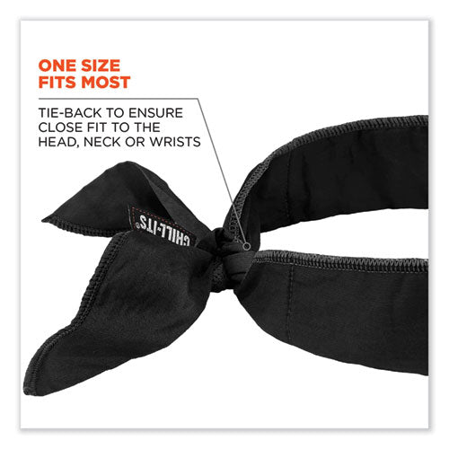 Ergodyne Chill-its 6702 Cooling Embedded Polymers Tie Bandana One Size Fits Most Black