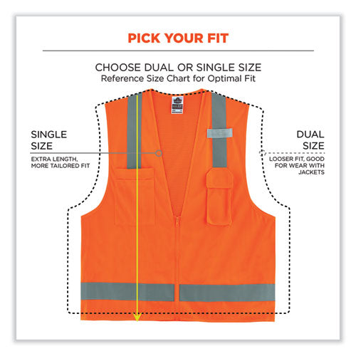 Ergodyne Glowear 8249z Class 2 Economy Surveyors Zipper Vest Polyester X-small Orange