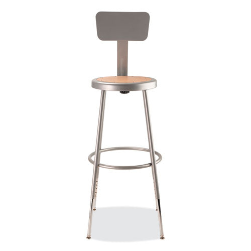 NPS 6200 Series 25"-33" Height Adjustable Heavy Duty Stool W/backrest Supports 500lb Brown Seat/gray Baseships In 1-3 Bus Days