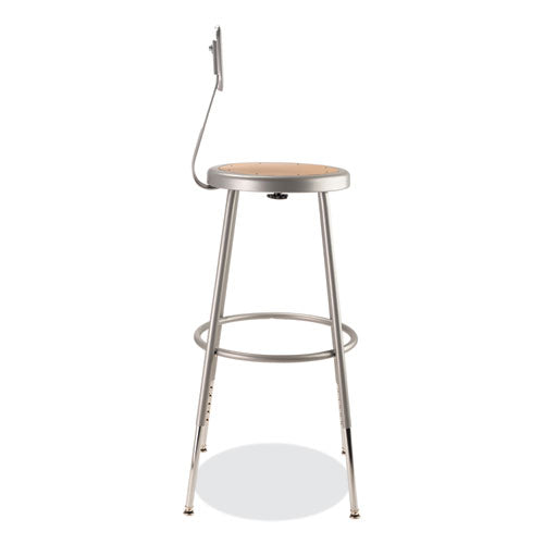 NPS 6200 Series 25"-33" Height Adjustable Heavy Duty Stool W/backrest Supports 500lb Brown Seat/gray Baseships In 1-3 Bus Days