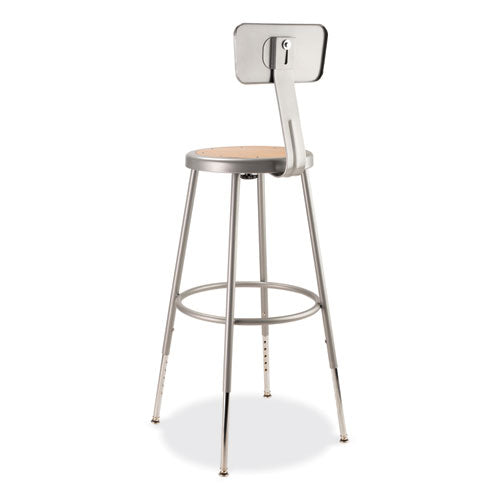 NPS 6200 Series 25"-33" Height Adjustable Heavy Duty Stool W/backrest Supports 500lb Brown Seat/gray Baseships In 1-3 Bus Days