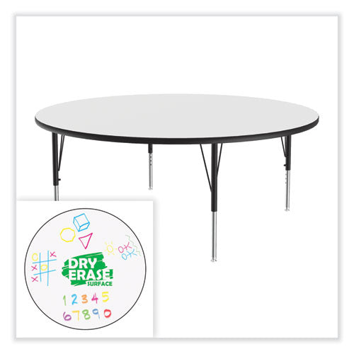 Correll Markerboard Activity Tables Round 60"x19" To 29" White Top Black/silver Legs 4/pallet