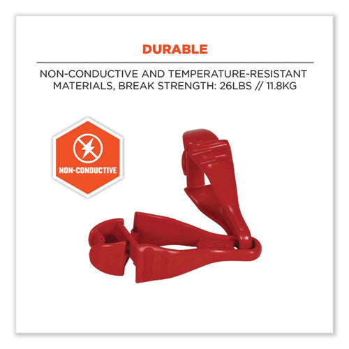 Ergodyne Squids 3400 Dual Clip Glove Clip Holder 1x1x6.5 Acetal Copolymer Red 100/pack