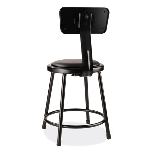 NPS 6400 Series Heavy Duty Vinyl Padded Stool W/backrest Supports 300lb 18" Seat Ht Black Seat/back/baseships In 1-3 Bus Days