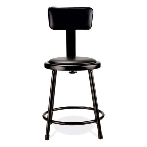 NPS 6400 Series Heavy Duty Vinyl Padded Stool W/backrest Supports 300lb 18" Seat Ht Black Seat/back/baseships In 1-3 Bus Days