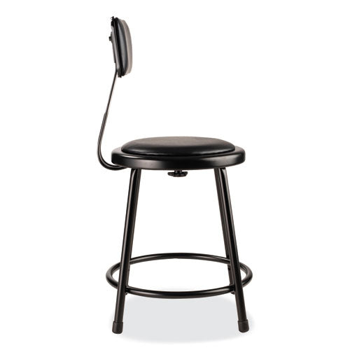 NPS 6400 Series Heavy Duty Vinyl Padded Stool W/backrest Supports 300lb 18" Seat Ht Black Seat/back/baseships In 1-3 Bus Days