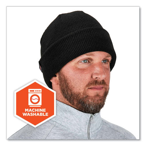 Ergodyne N-ferno 6811zi Rib Knit Hat + Bump Cap Insert One Size Fits Most Black