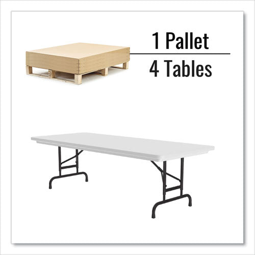 Correll Adjustable Folding Tables Rectangular 96"x30"x22" To 32" Gray Top Black Legs 4/pallet