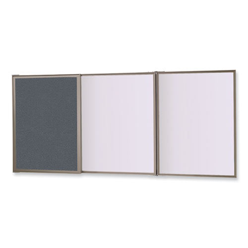 Ghent Visuall Pc Whiteboard Cabinet Gray Fabric Bulletin Board Exterior Doors 36x24 Aluminum Frame