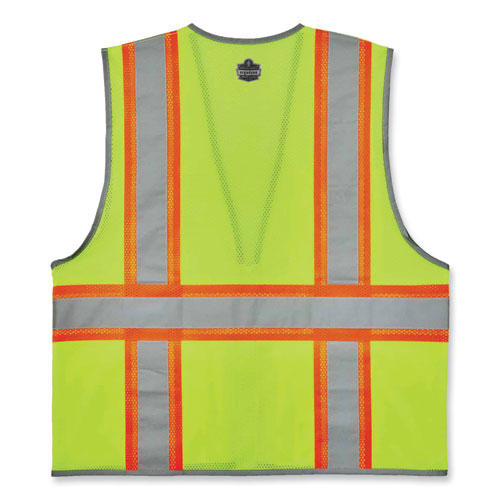 Ergodyne Glowear 8246z Class 2 Two-tone Mesh Reflective Binding Zipper Vest Polyester 2x-large/3xl Lime