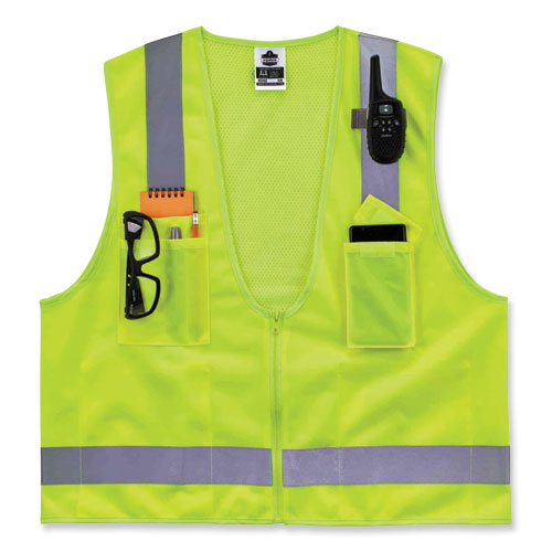 Ergodyne Glowear 8249z Class 2 Economy Surveyors Zipper Vest Polyester 4x-large/5x-large Lime