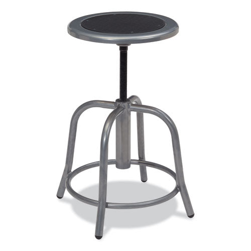 NPS 6800 Series Height Adj Metal Seat Swivel Stool Supports 300 Lb 18"-24" Seat Ht Black Seat Gray Baseships In 1-3 Bus Days