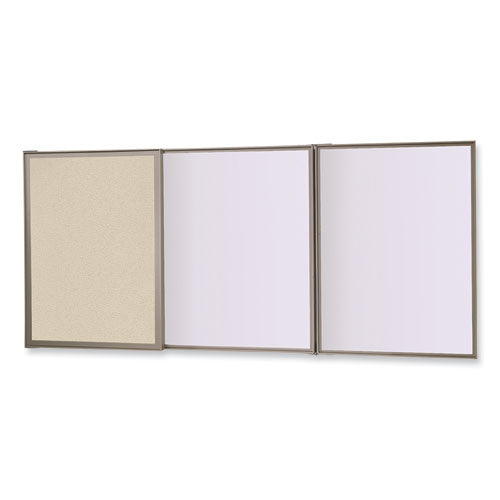 Ghent Visuall Pc Whiteboard Cabinet Beige Fabric Bulletin Board Exterior Doors 36x24 Aluminum Frame