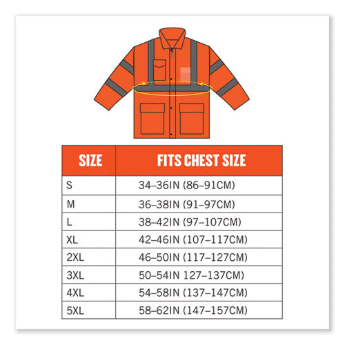 Ergodyne Glowear 8366 Class 3 Lightweight Hi-vis Rain Jacket Polyester Large Orange