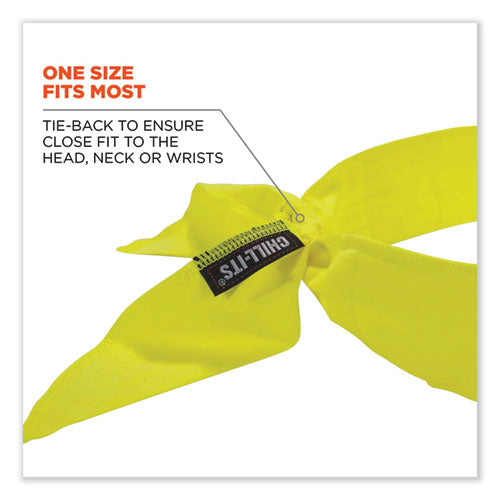 Ergodyne Chill-its 6702 Cooling Embedded Polymers Tie Bandana One Size Fits Most Lime